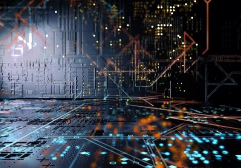 Futuristic data matrix, telemetry and simulation display of encrypted numbers Stock Illustration
