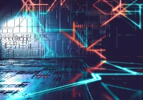 Futuristic data matrix, telemetry and simulation display of encrypted numbers Stock Illustration