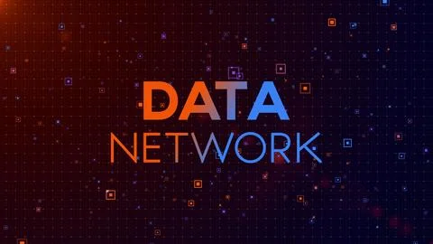 Futuristic Data Network Digital Grid with Glowing Elements Illustrazione stock