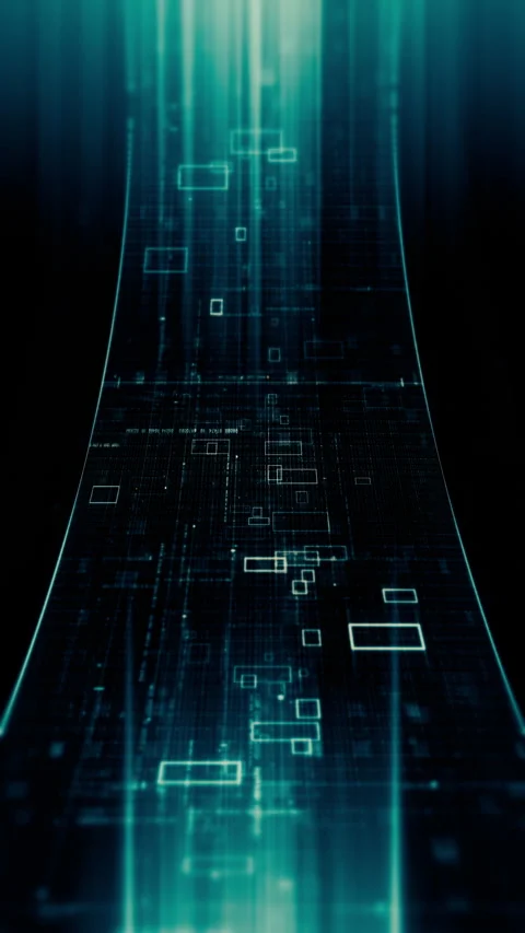 Futuristic data network visualization with glowing digital streams 库存影片 335268392