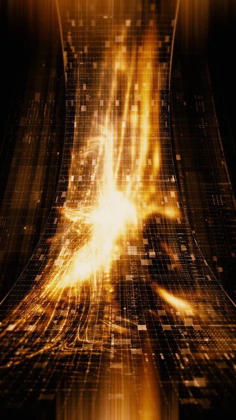 Futuristic data network visualization with glowing digital streams Stock Footage 335273881
