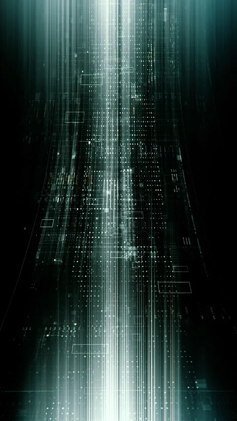 Futuristic data network visualization with glowing digital streams 库存影片 335279314