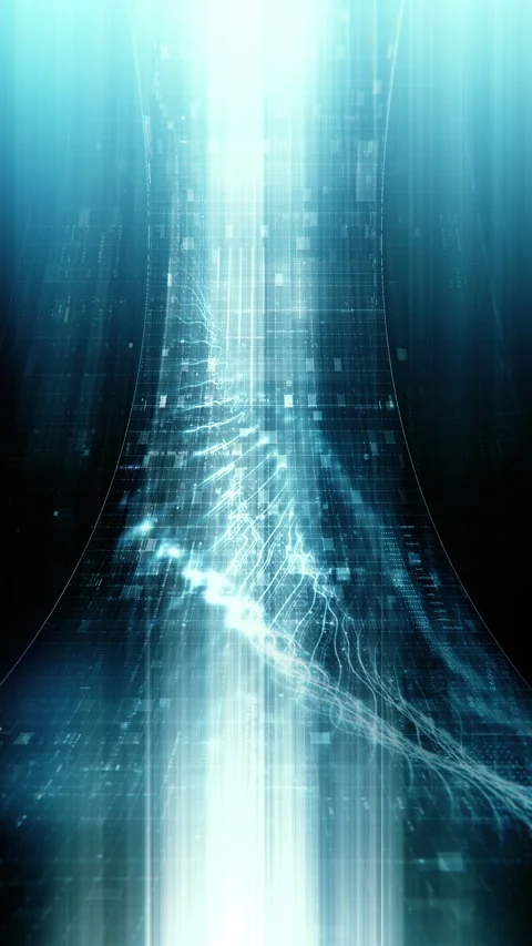 Futuristic data network visualization with glowing digital streams 库存影片 335280032