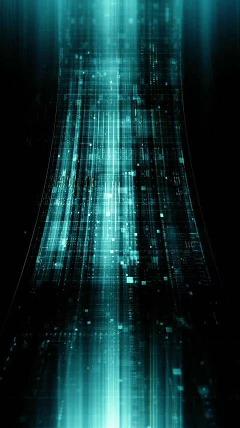 Futuristic data network visualization with glowing digital streams Stock Footage 335286098