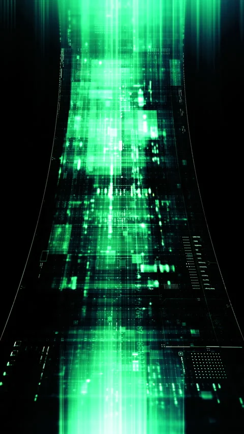 Futuristic data network visualization with glowing digital streams Stock Footage 335286198