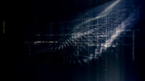 Futuristic data network visualization with glowing digital streams, big data Vidéo 336033115
