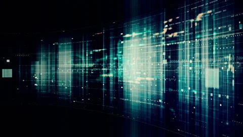 Futuristic data network visualization with glowing digital streams, big data Stock Footage 336033610