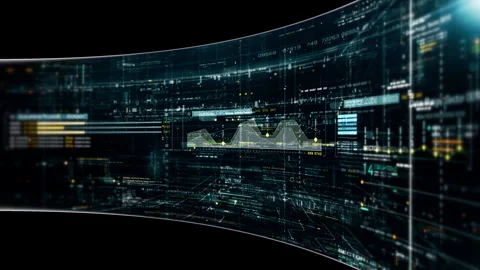 Futuristic data network visualization with glowing digital streams, big data Stock Footage 348269511