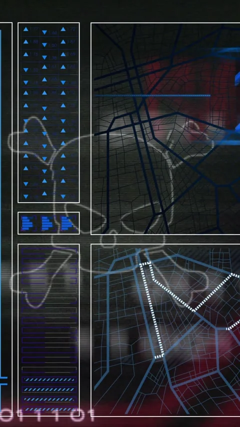 Futuristic data processing and analysis animation over digital maps and graphs Stock Footage 343505187