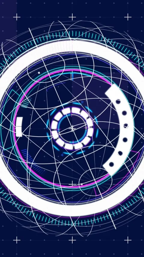 Futuristic data processing animation with circular interface and digital Stock Footage 341956937