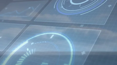 Futuristic data processing animation with graphs and circular interface elements Stock Footage 305432624