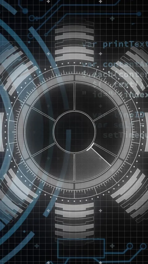 Futuristic data processing animation over digital interface with graphs and Stock Footage 320034817