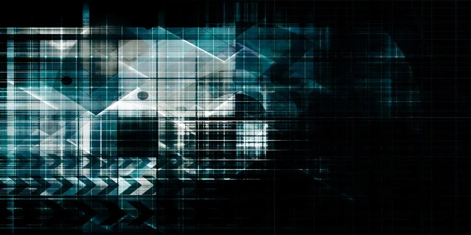 Futuristic Data Processing Digital Architecture Stock Illustration