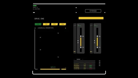 Futuristic data processing interface with loading bars Stock Footage 312103600