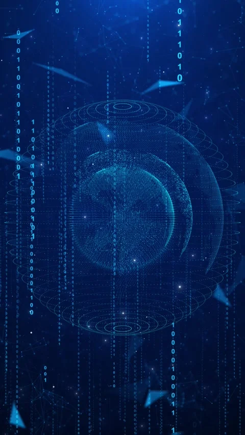 Futuristic data protection lock numeric code streams, rings, abstract network el Stock Footage 340417429