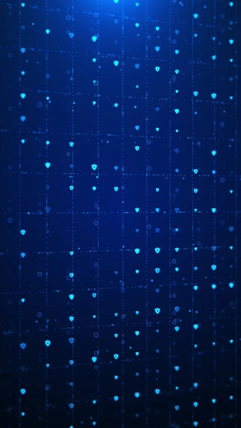 Futuristic data protection network glowing shield patterns, grid connections Stock Footage 333857405