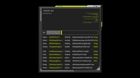 Futuristic Data Sector Analysis Interface With Checksum Table And System Monitor Stock Footage 341356006
