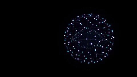 Futuristic Data Sphere Rotating with Glowing Nodes and Connections Stock Footage 346722530