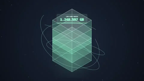 Futuristic Data Storage Visualization with 3D Geometric Layers and Digital .. Stock Footage 348421416