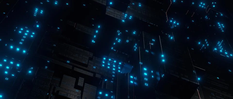 Futuristic data stream background 3D Rendering Stock Illustration