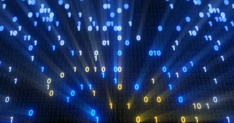 Futuristic data stream, Digital flow. Dynamic pattern with power rays and light. Illustrazione stock