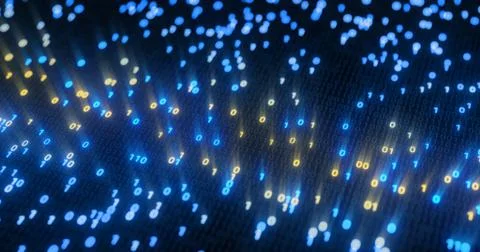 Futuristic data stream, Digital flow. Dynamic pattern with power rays and light. Stock Illustration