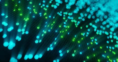 Futuristic data stream, Digital flow. Dynamic pattern with power rays and light. Stock Illustration