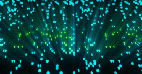 Futuristic data stream, Digital flow. Dynamic pattern with power rays and light. Stock Illustration