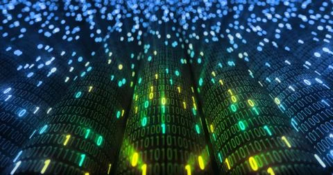 Futuristic data stream, Digital flow. Dynamic pattern with power rays and light. Illustrazione stock