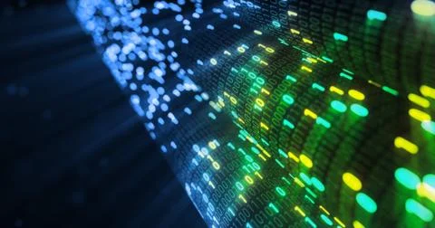 Futuristic data stream, Digital flow. Dynamic pattern with power rays and light. Illustrazione stock