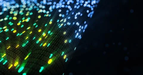 Futuristic data stream, Digital flow. Dynamic pattern with power rays and light. Stock Illustration