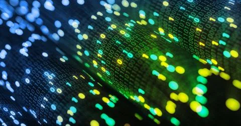 Futuristic data stream, Digital flow. Dynamic pattern with power rays and light. Illustrazione stock