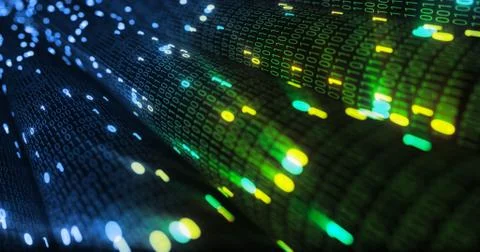 Futuristic data stream, Digital flow. Dynamic pattern with power rays and light. Illustrazione stock