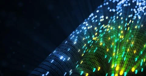 Futuristic data stream, Digital flow. Dynamic pattern with power rays and light. Stock Illustration