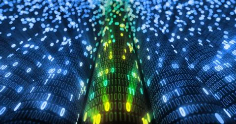 Futuristic data stream, Digital flow. Dynamic pattern with power rays and light. Stock Illustration