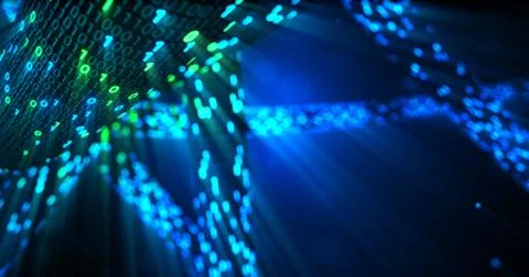 Futuristic data stream, Digital flow. Dynamic pattern with power rays and light. Illustrazione stock