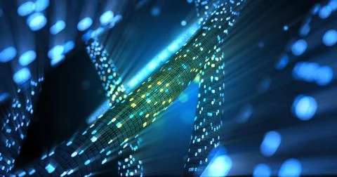 Futuristic data stream, Digital flow. Dynamic pattern with power rays and light. Stock Illustration