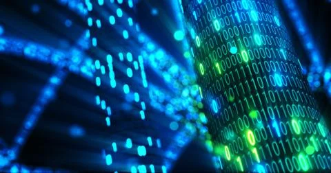 Futuristic data stream, Digital flow. Dynamic pattern with power rays and light. Stock Illustration