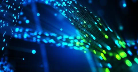 Futuristic data stream, Digital flow. Dynamic pattern with power rays and light. Stock Illustration