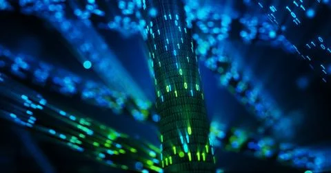 Futuristic data stream, Digital flow. Dynamic pattern with power rays and light. Stock Illustration