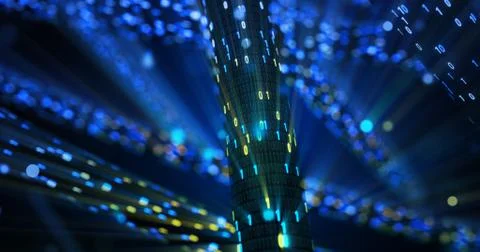 Futuristic data stream, Digital flow. Dynamic pattern with power rays and light. Illustrazione stock