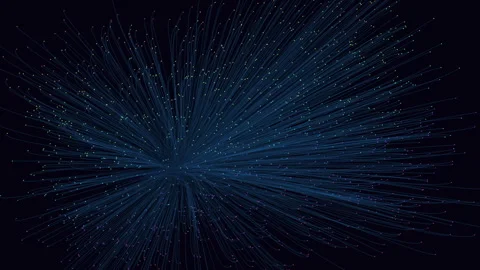 Futuristic data stream explosion with glowing fiber optic lines on dark Stock Footage 334139037