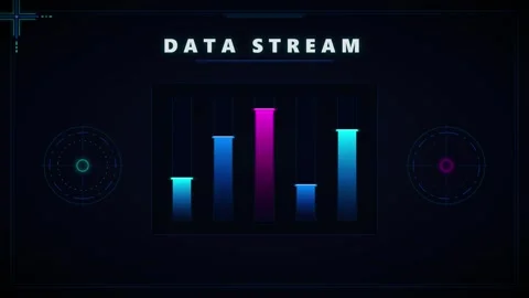 Futuristic data stream hud interface with animated bar graph analytics and .. Stock Footage 337560727