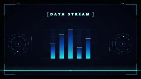 Futuristic data stream hud interface with animated blue bar graph and digit.. Stock Footage 337560732