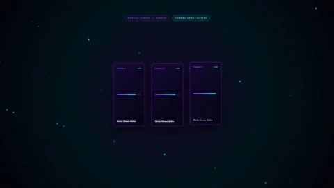 Futuristic Data Stream Interface with Glowing Progress Bars Video stock 347628813