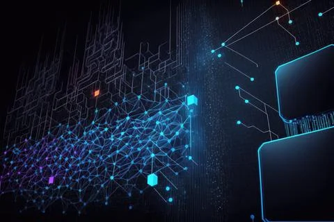 Futuristic data stream. Network line connected  stream Stockillustratie