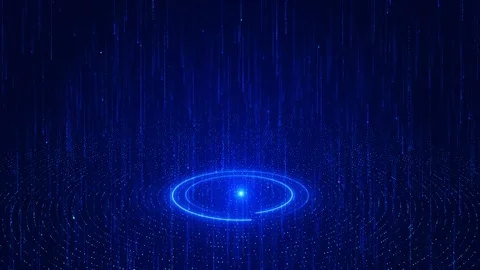 Futuristic data stream ring visual blue light trails, glowing circular portal, a Stock Footage 340572685