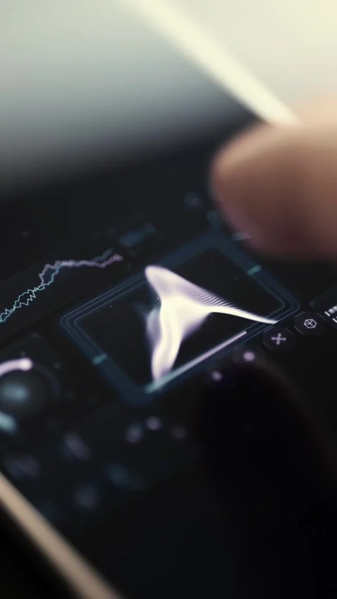 Futuristic Data Surface Visualization on Angled Phone Stock Footage 341866907