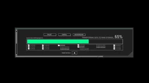 Futuristic Data Transfer To Main Storage Interface With Progress Bar Stock Footage 341356043