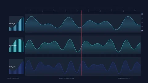 Futuristic Data Visualization: Animated Graphs and Analytics on Dark Backgrou Stock Footage 347559615